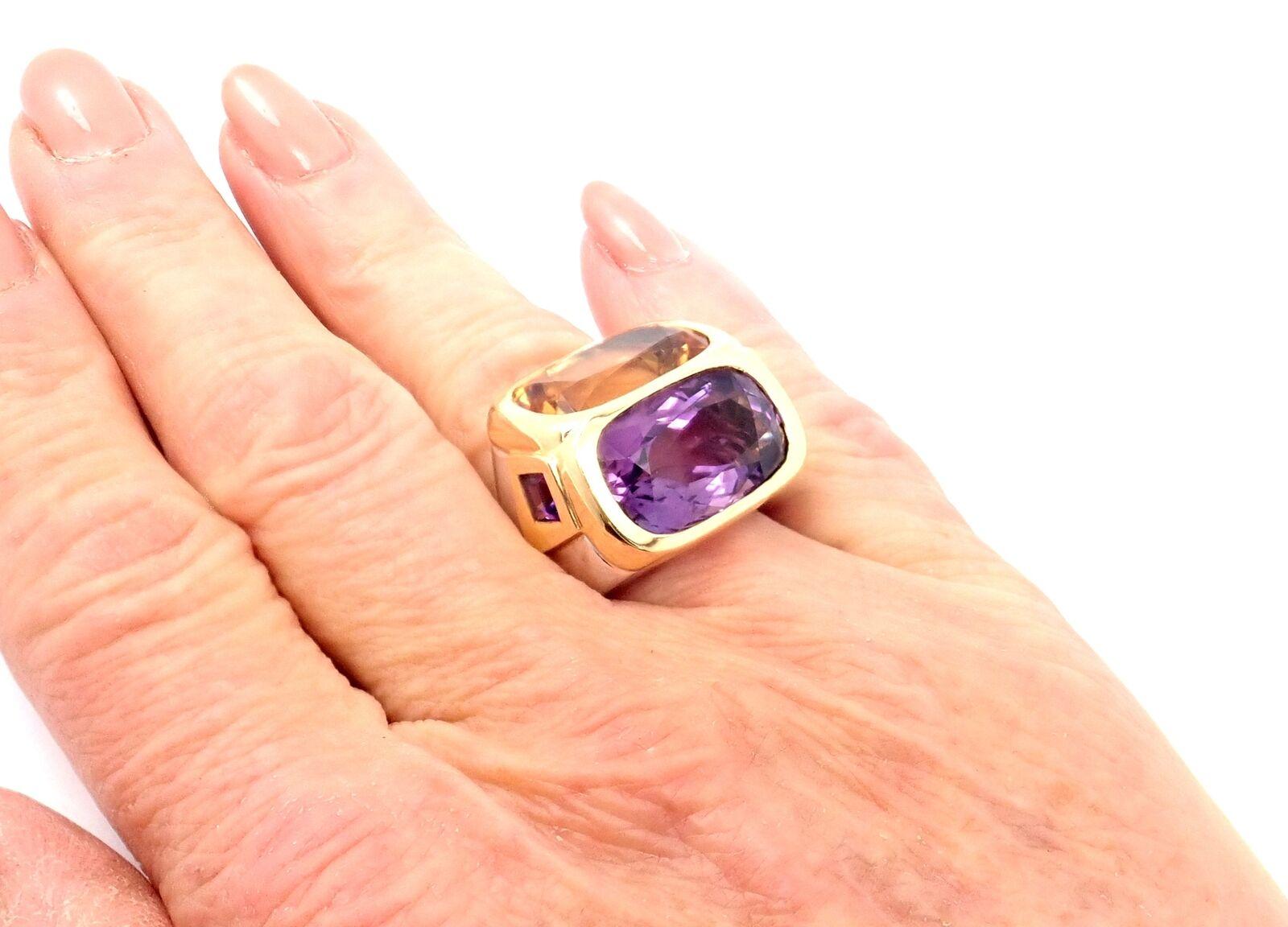 Marina B Amethyst Citrine Large Yellow and White Gold Ring 4