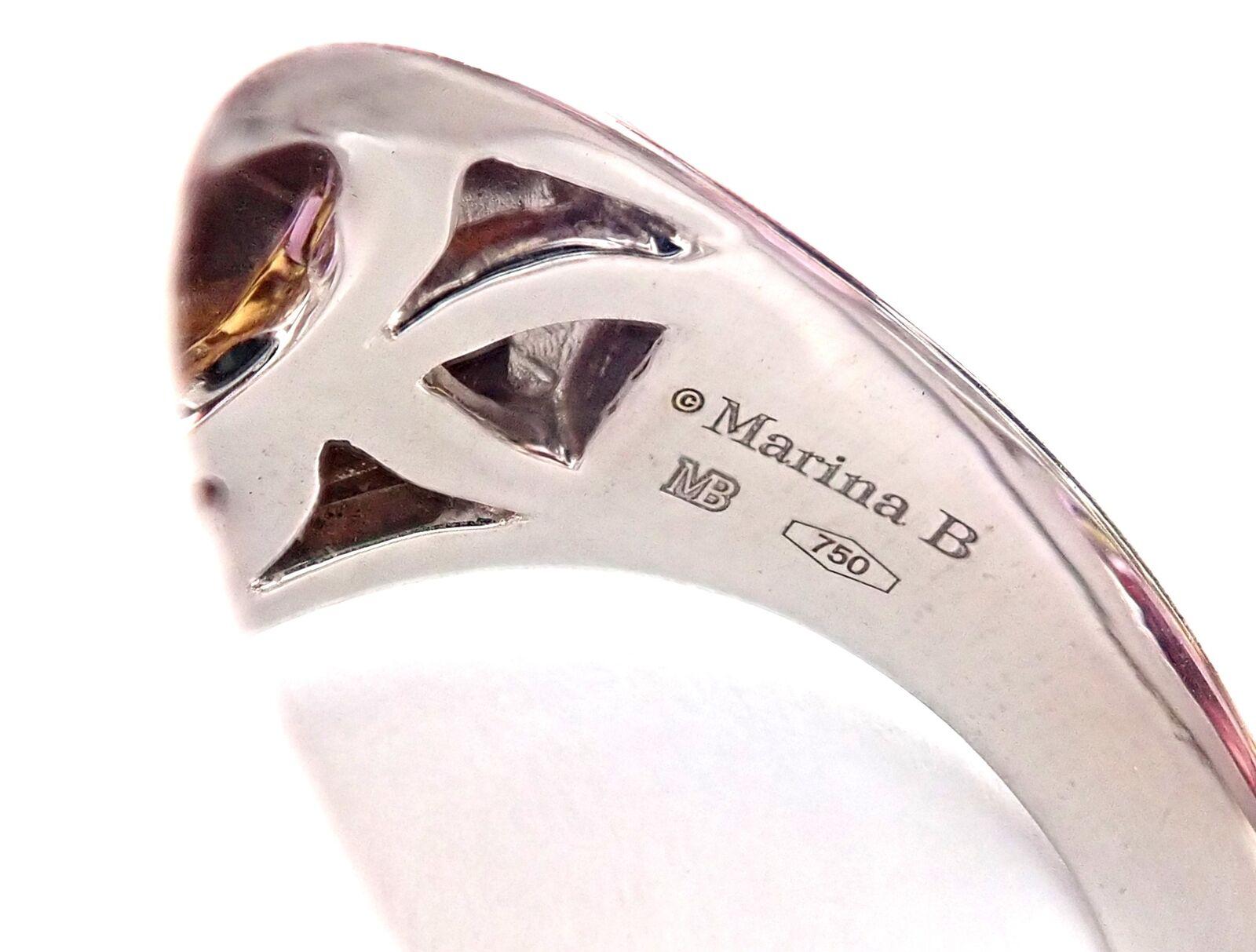 Women's or Men's Marina B Amethyst Citrine Large Yellow and White Gold Ring