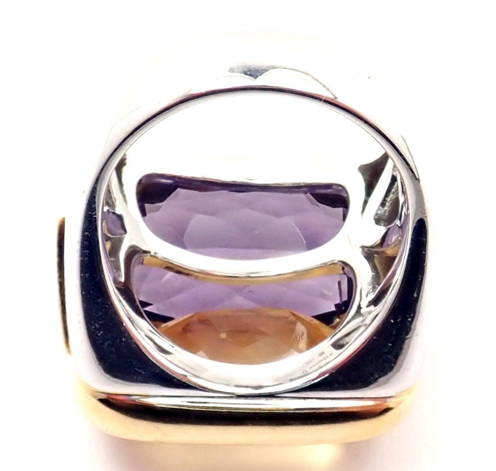 Marina B Amethyst Citrine Large Yellow and White Gold Ring 2