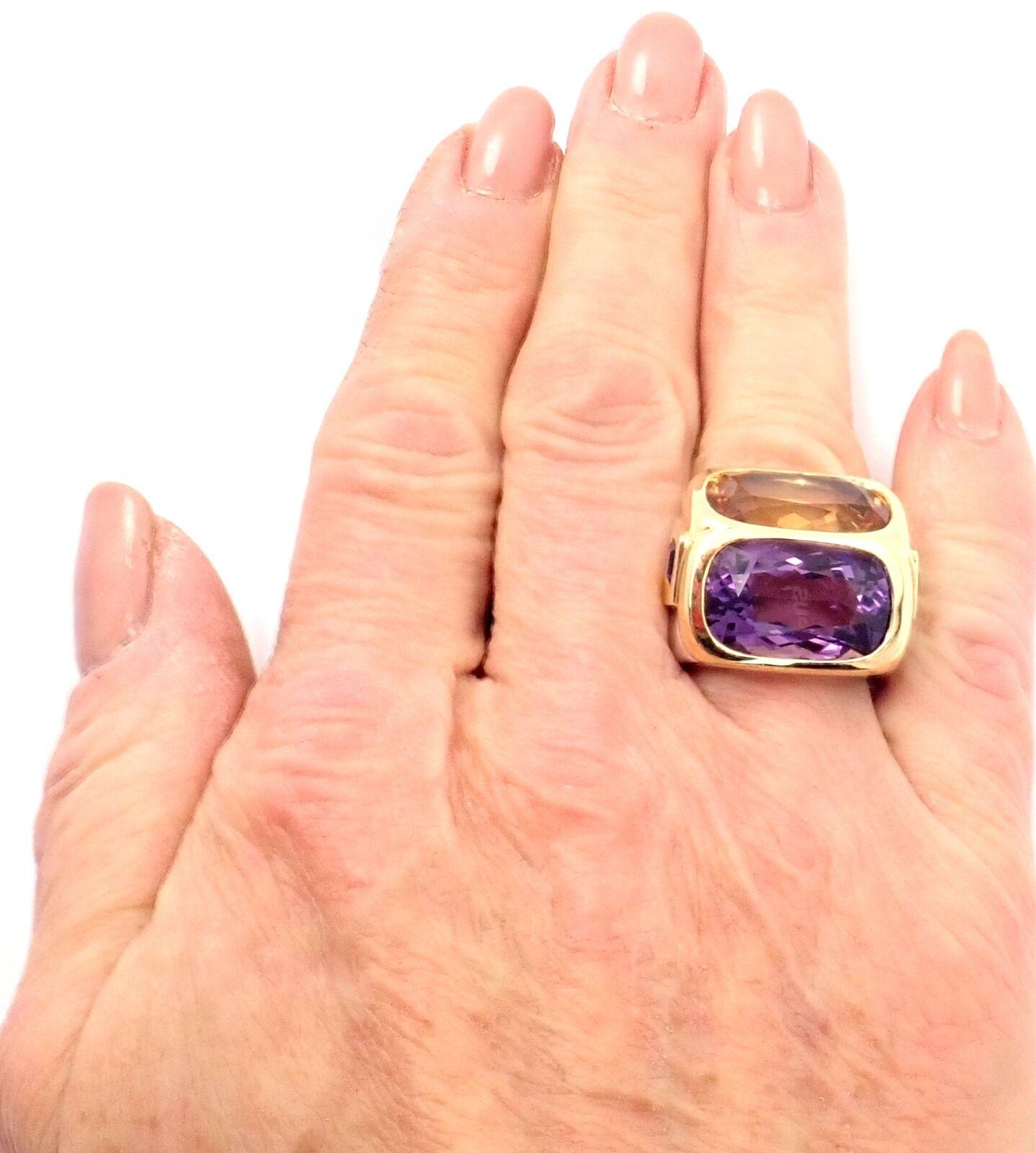 Marina B Amethyst Citrine Large Yellow and White Gold Ring 3
