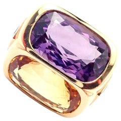 Marina B Amethyst Citrine Large Yellow and White Gold Ring