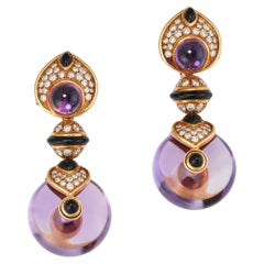 Marina B amethyst diamond onyx Pneu drop Night & Day earrings