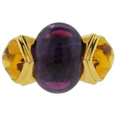 Marina B Amethyst Peridot Citrine Gold Ring