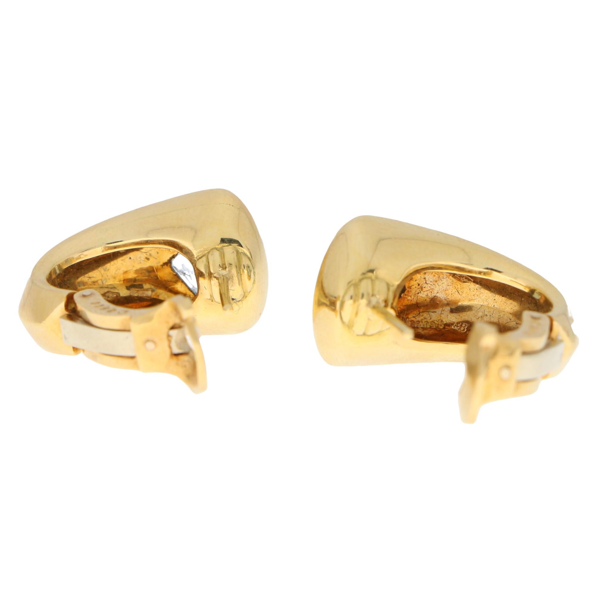 Women's or Men's Marina B Aquamarine Hoop Earrings Set in Solid 18 Karat Yellow Gold
