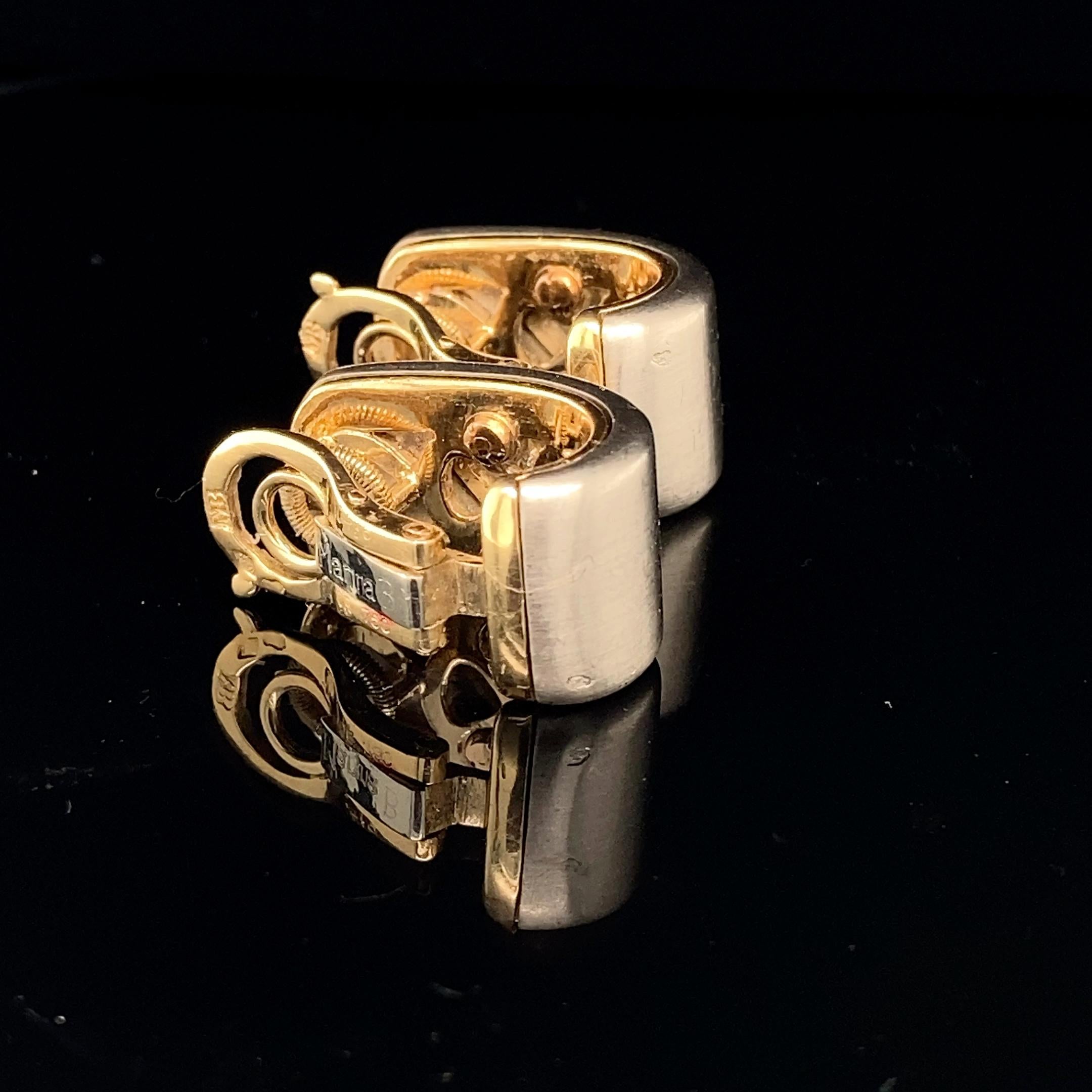 Women's or Men's Marina B Bi-Colour 18K Gold and Diamond Ear Clips For Sale