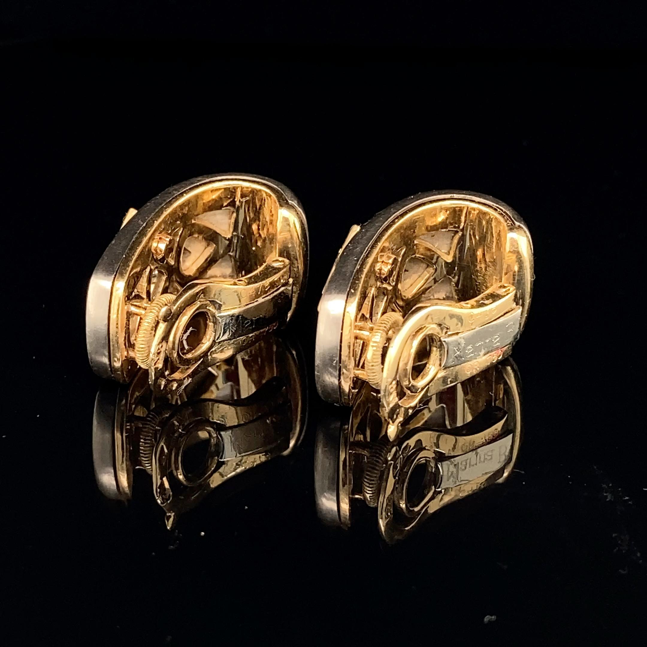 Marina B Bi-Colour 18K Gold and Diamond Ear Clips For Sale 1