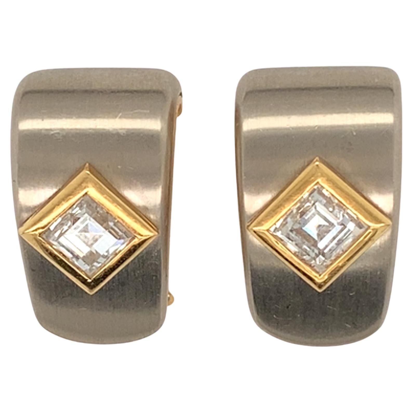 Marina B Clips d'oreilles bicolores en or 18 carats et diamants