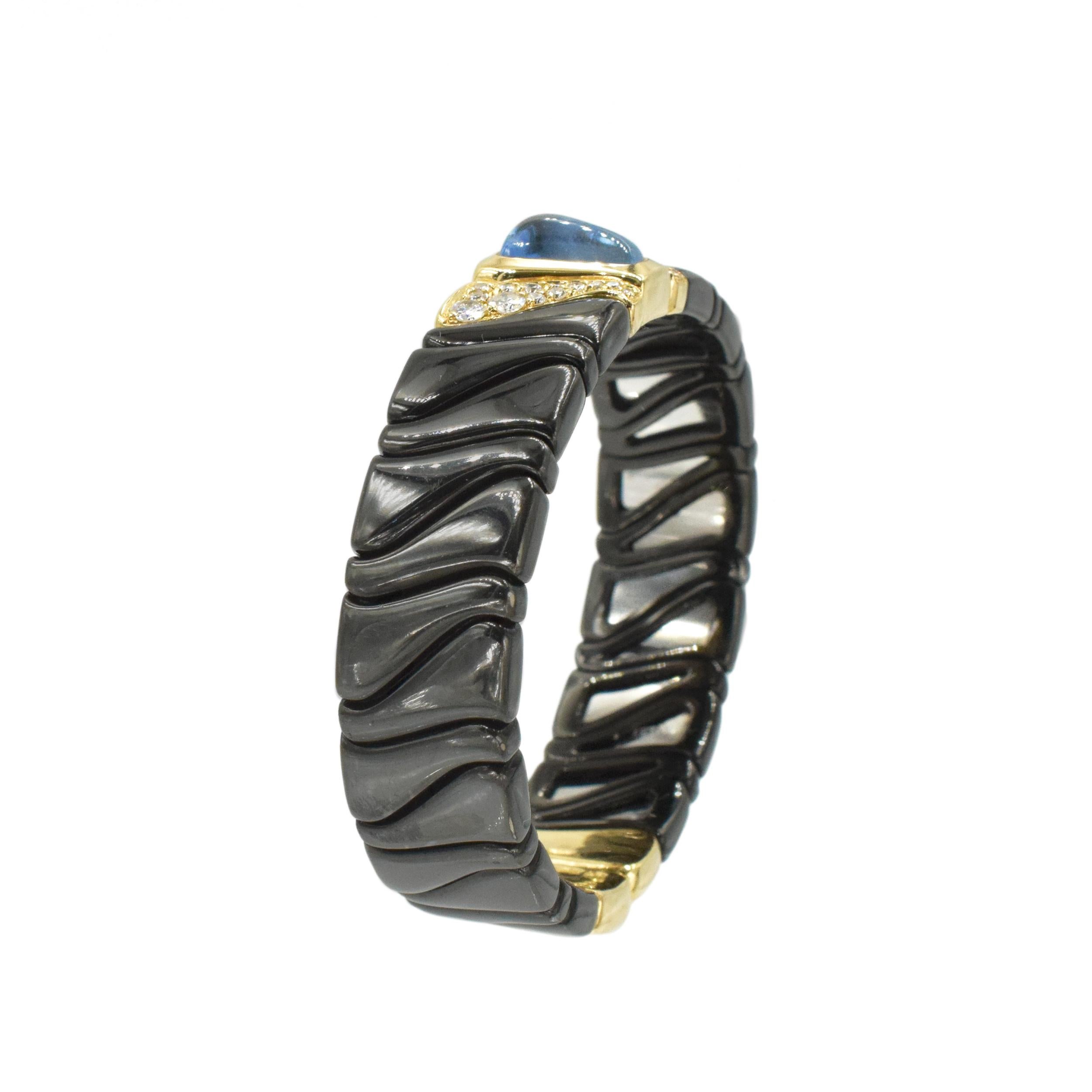 Marina B Black and Yellow Gold Cuffs with Diamond and Topaz In Excellent Condition In New York, NY