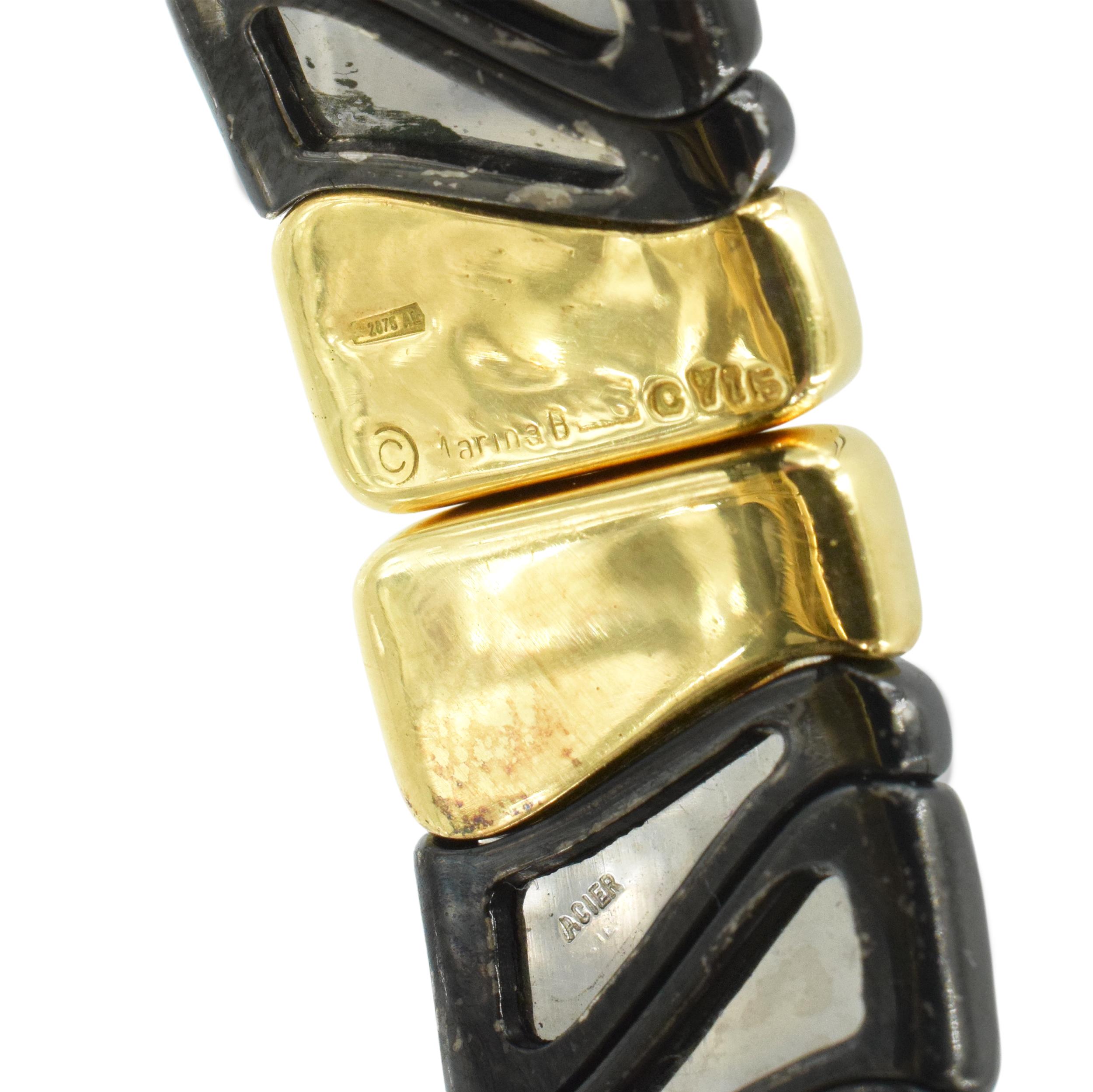 Marina B Black and Yellow Gold Cuffs with Diamond and Topaz 1