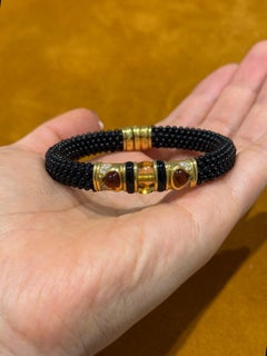 Marina B Schwarzes Armband aus Goldperlen und Citrin, 1980er Jahre
