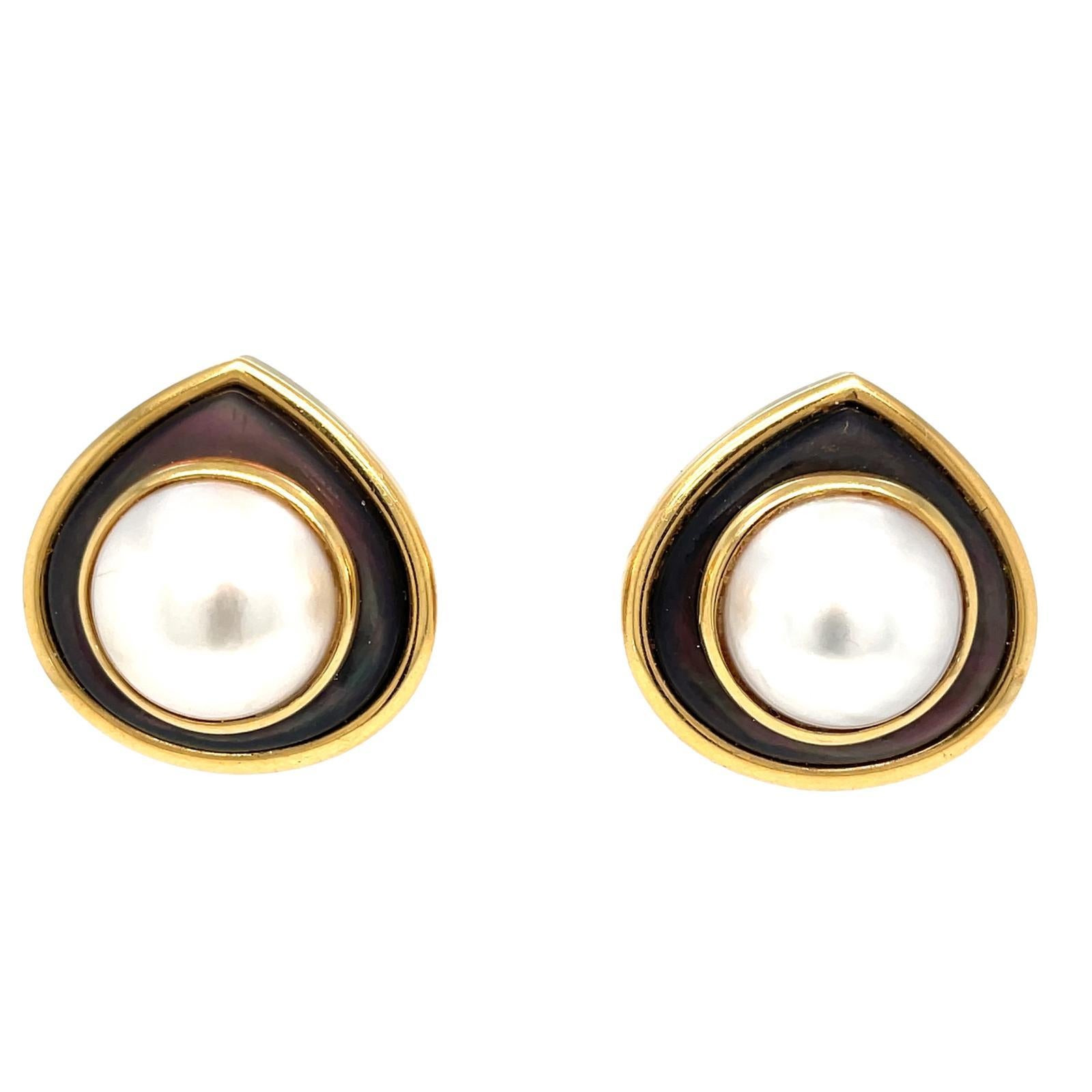 Women's or Men's Marina B black Mother-of-pearl Gold  Earrings