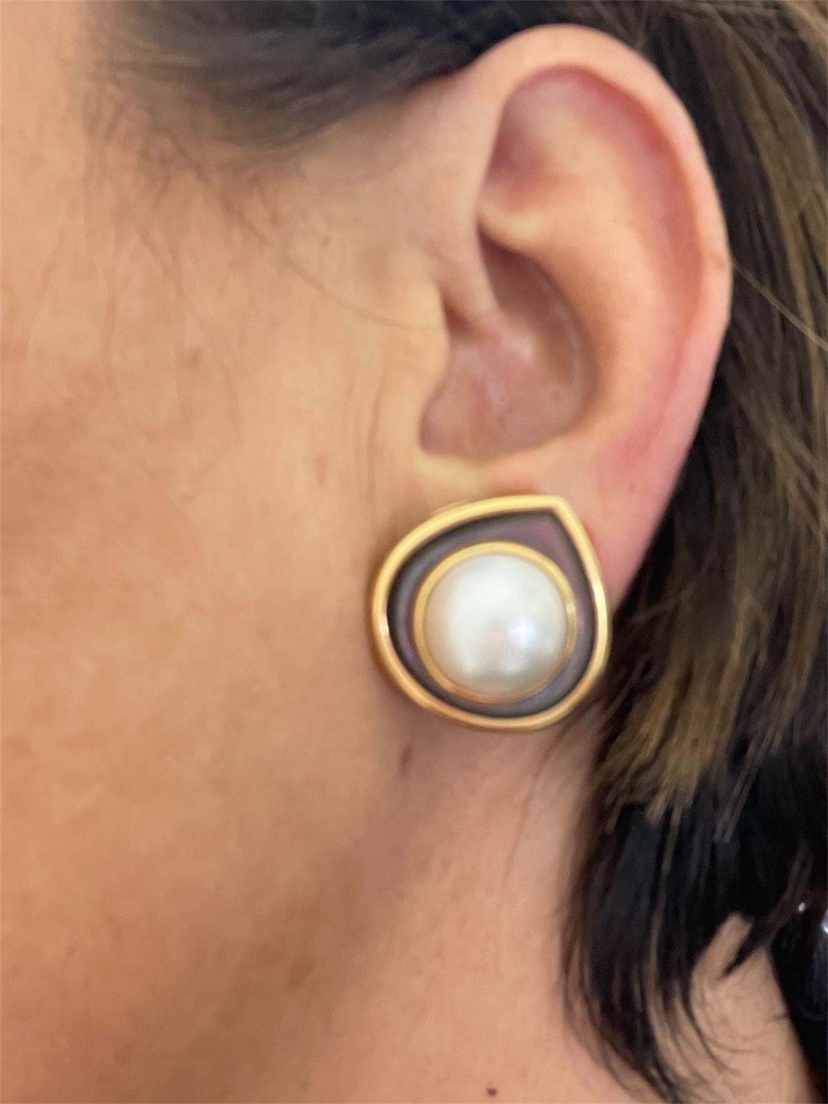 Marina B black Mother-of-pearl Gold  Earrings 1
