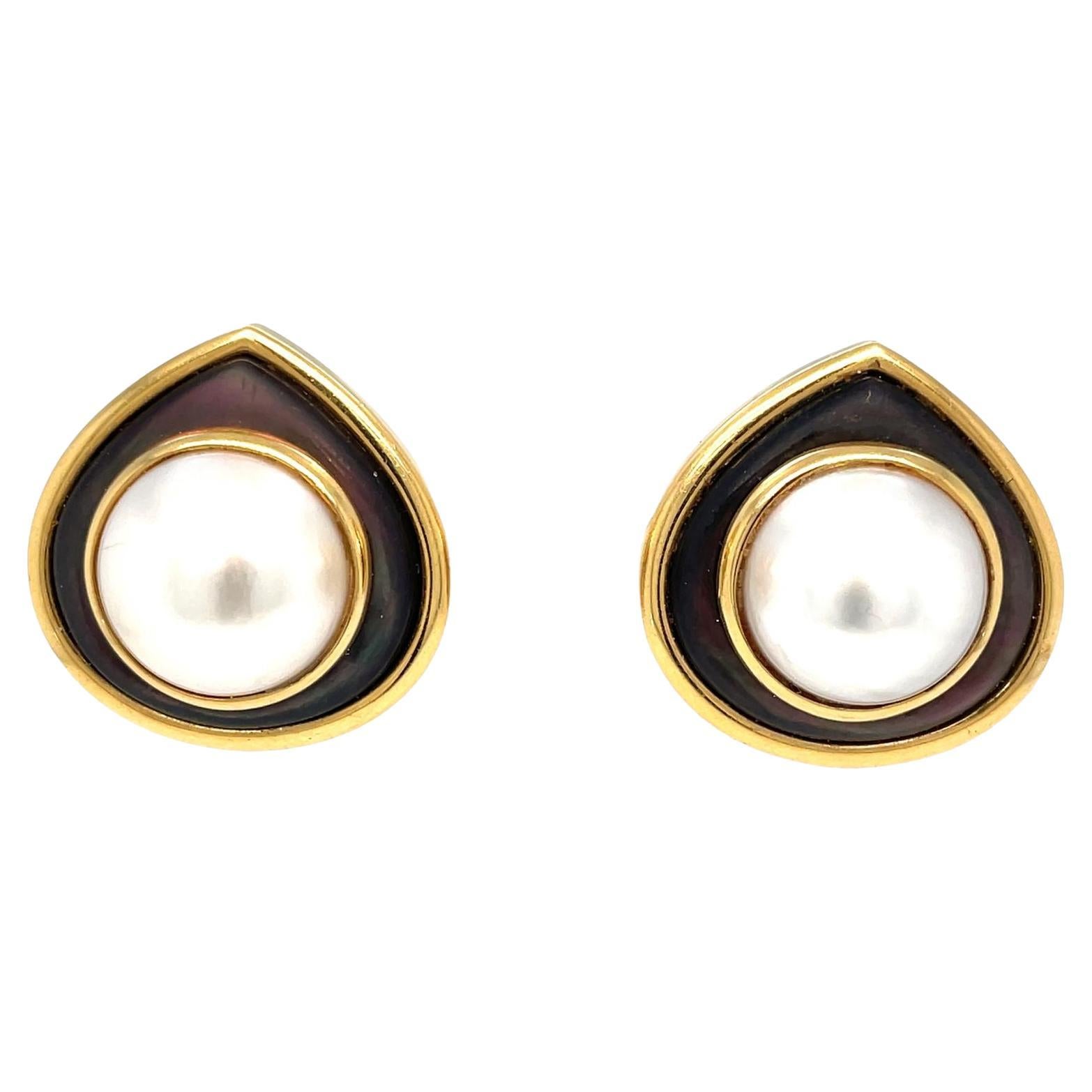 Marina B black Mother-of-pearl Gold  Earrings