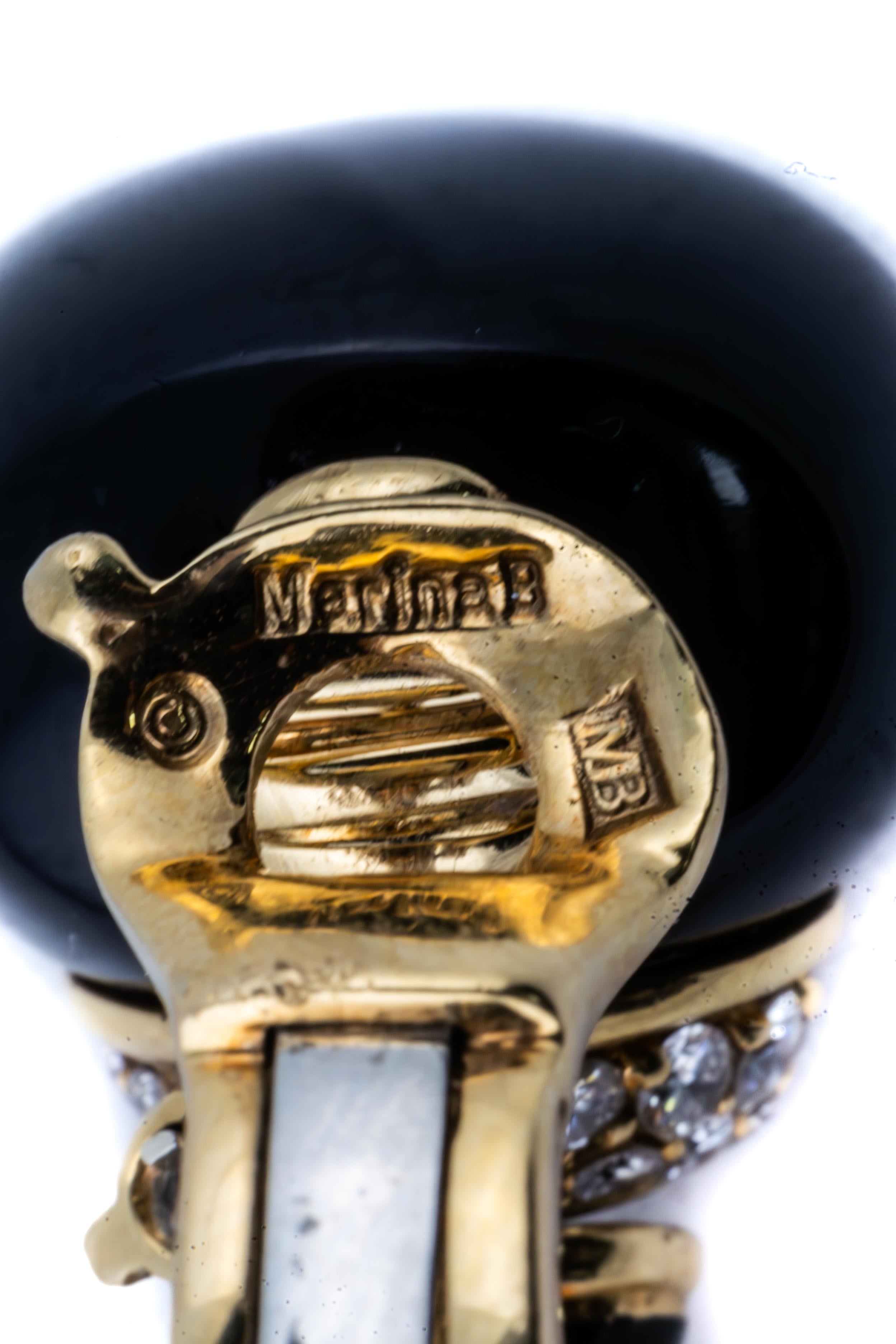Marina B Black Onyx, Citrine, and Diamond Drop Earrings In Excellent Condition For Sale In New York, NY