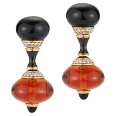 Pendientes Gota Marina B Ónix Negro, Citrino y Diamante
