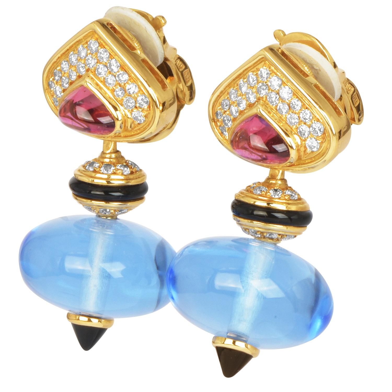 Pendientes colgantes Marina B Turmalinas azules 