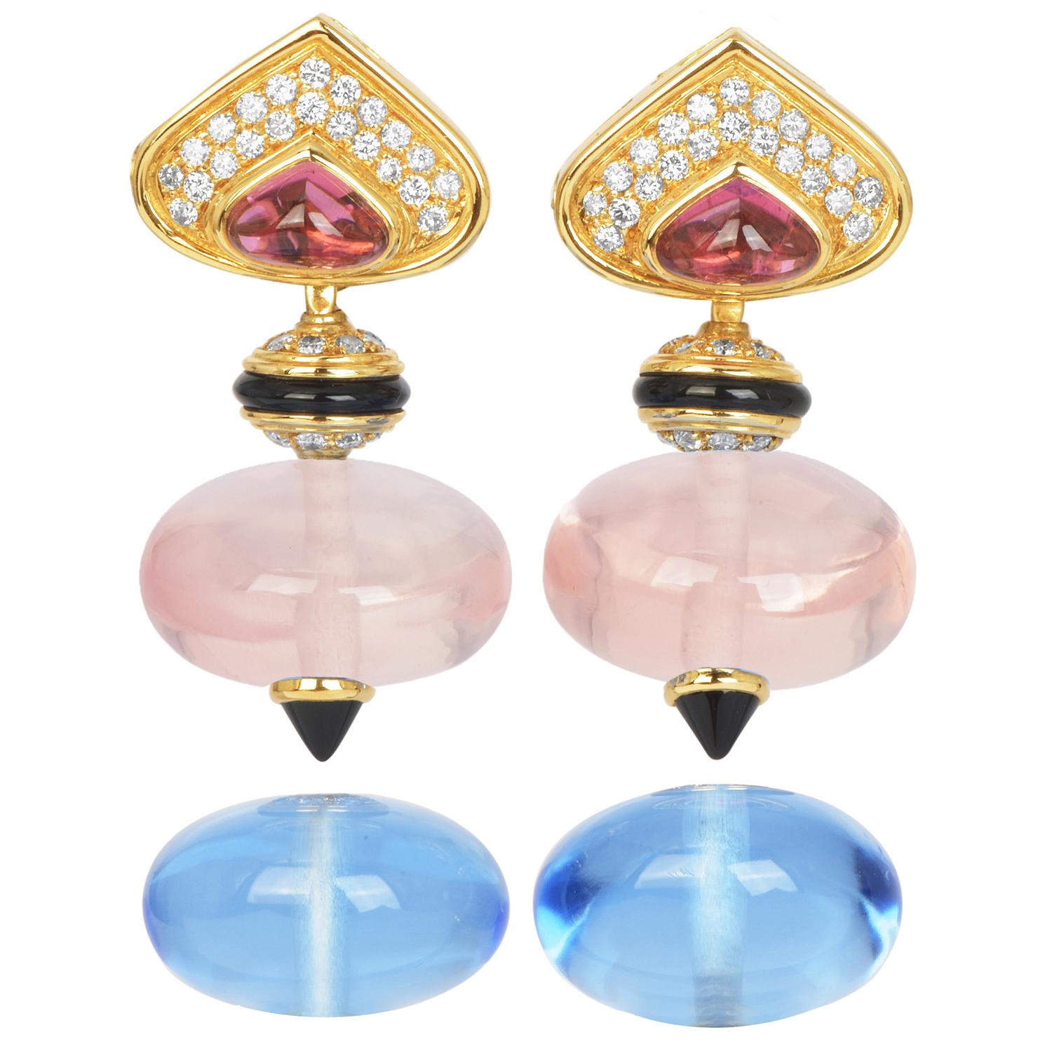 Pendientes colgantes Marina B Turmalinas azules 