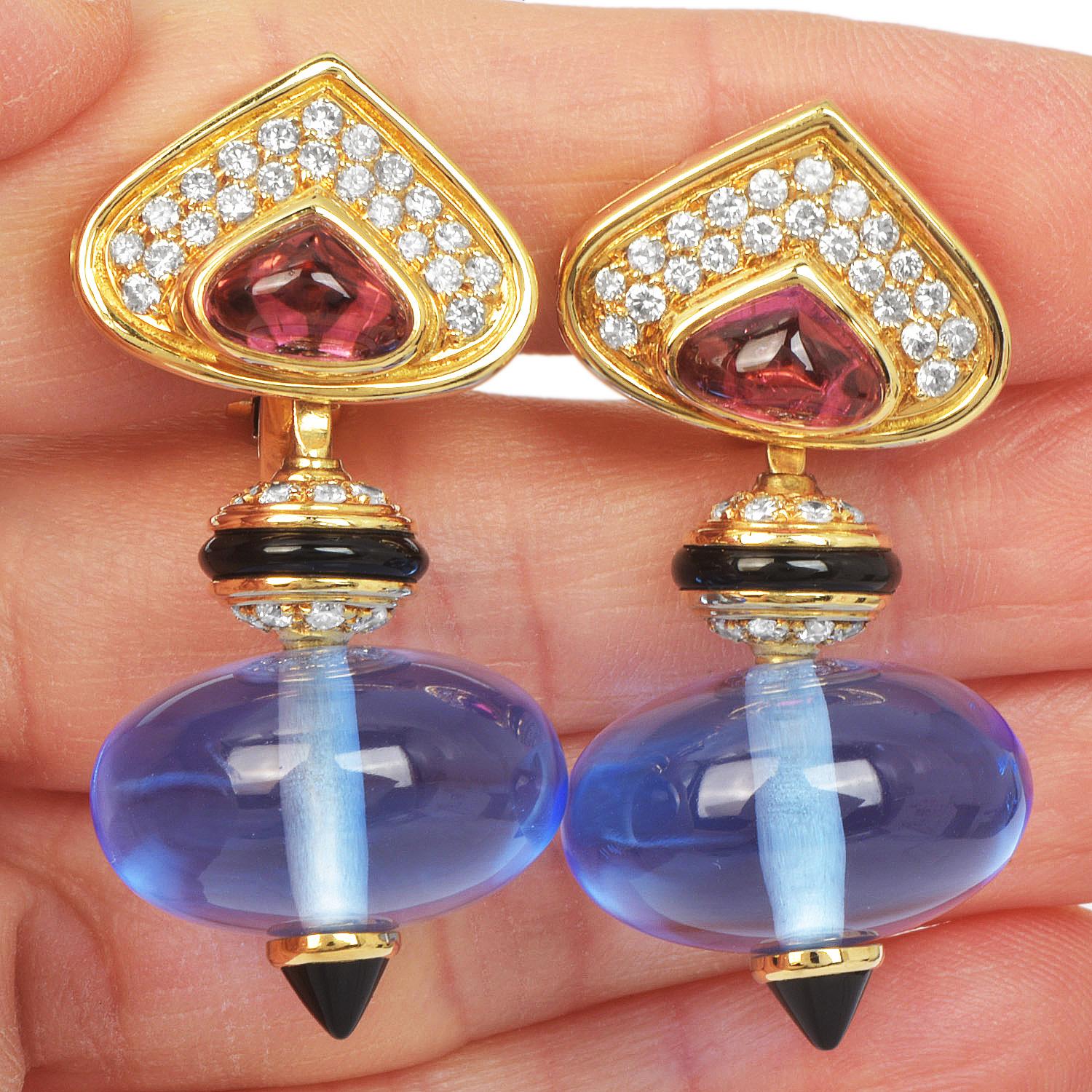 Pendientes colgantes Marina B Turmalinas azules 