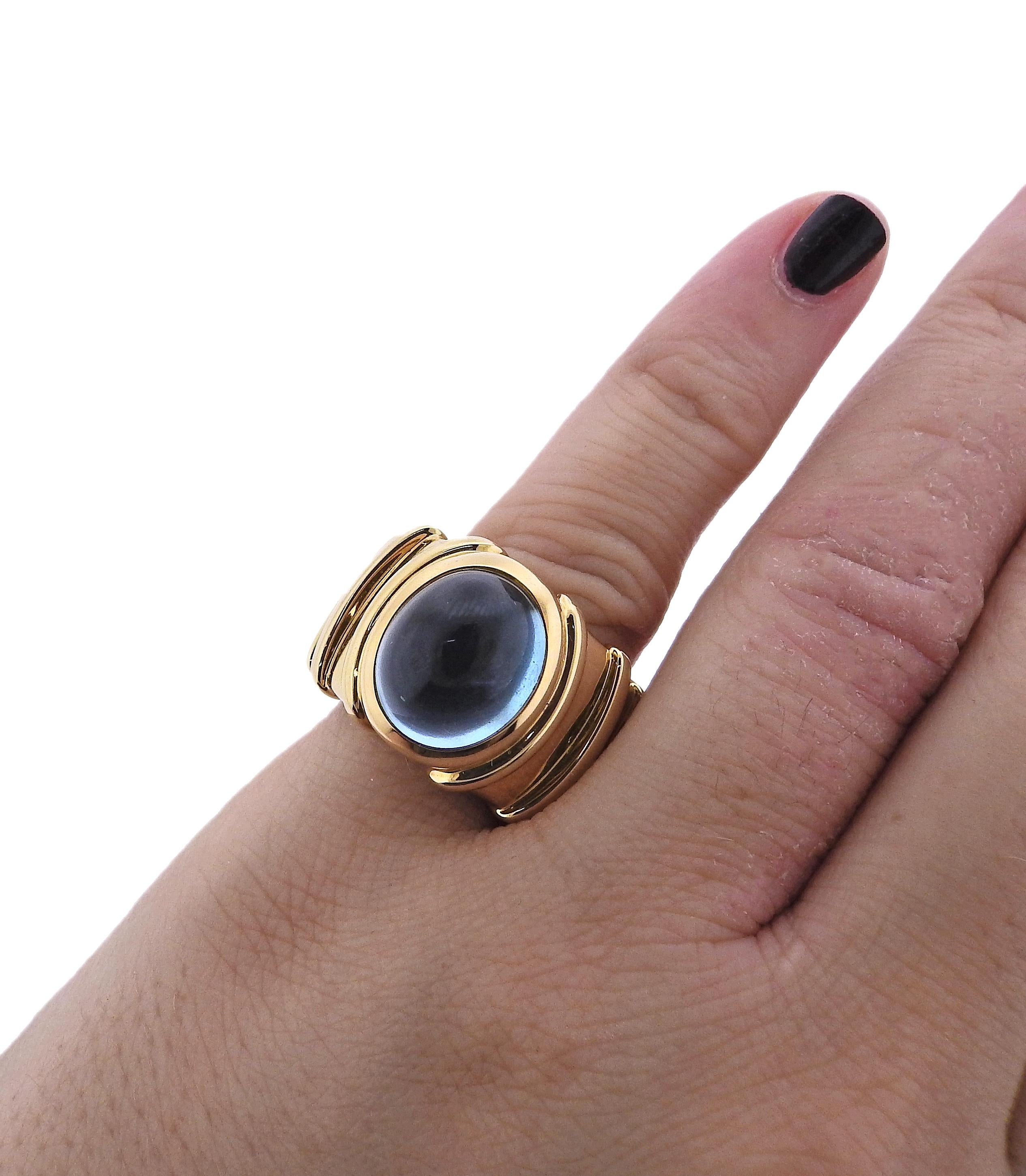 Marina B Blue Topaz Cabochon Gold Ring 1