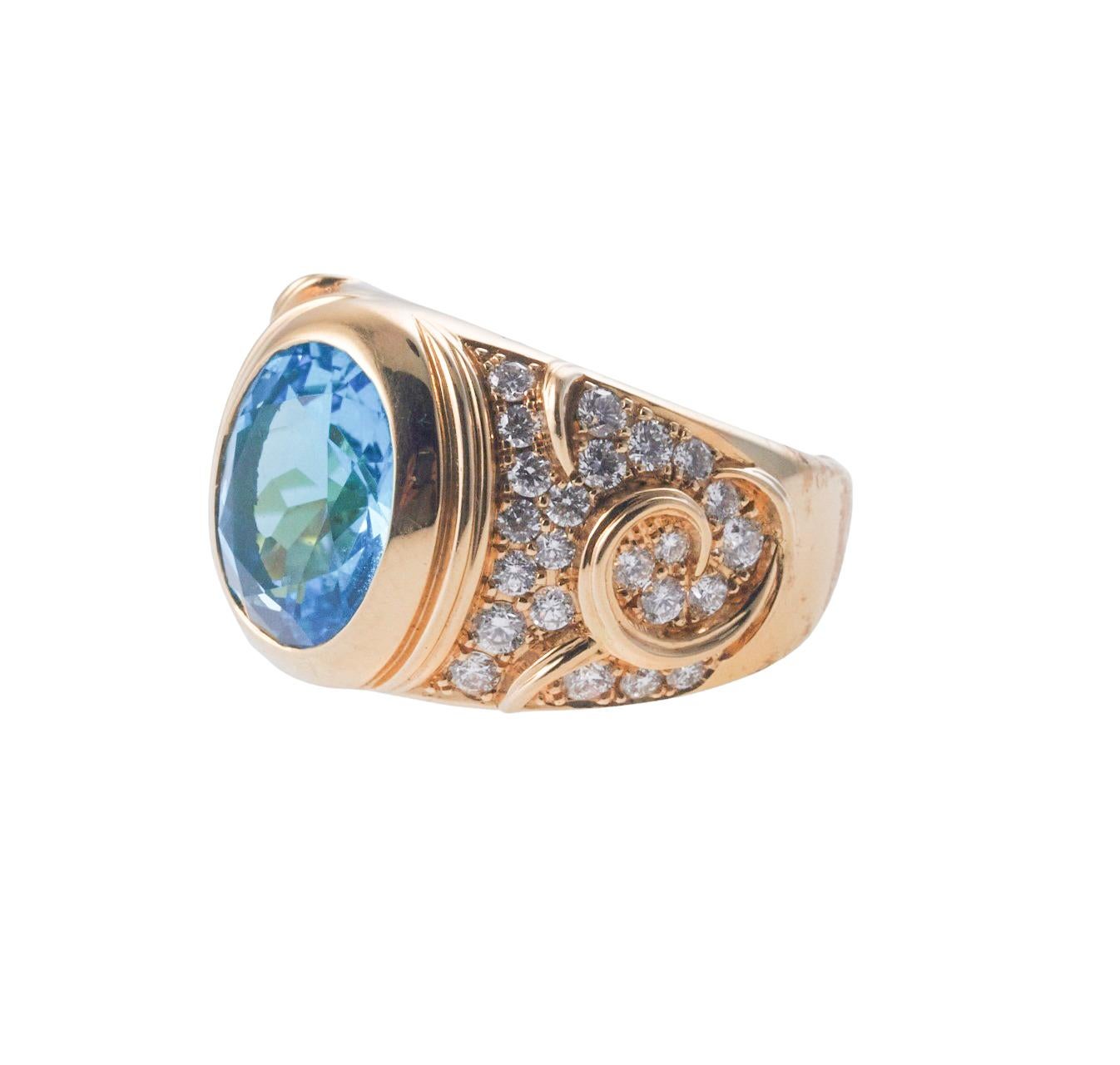 Women's Marina B Blue Topaz Diamond Gold Ring