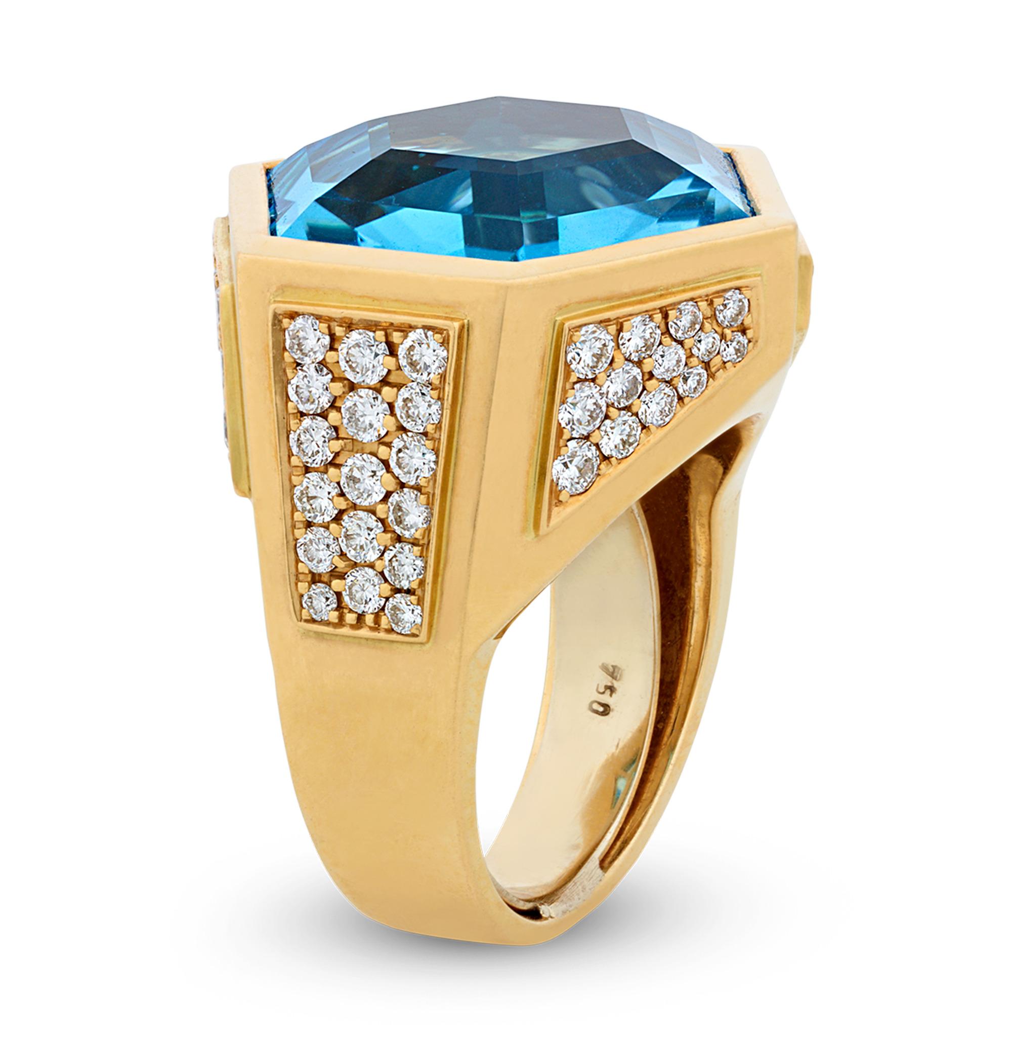 Marina B Blauer Topas Ring, 17,00 Karat (Moderne) im Angebot