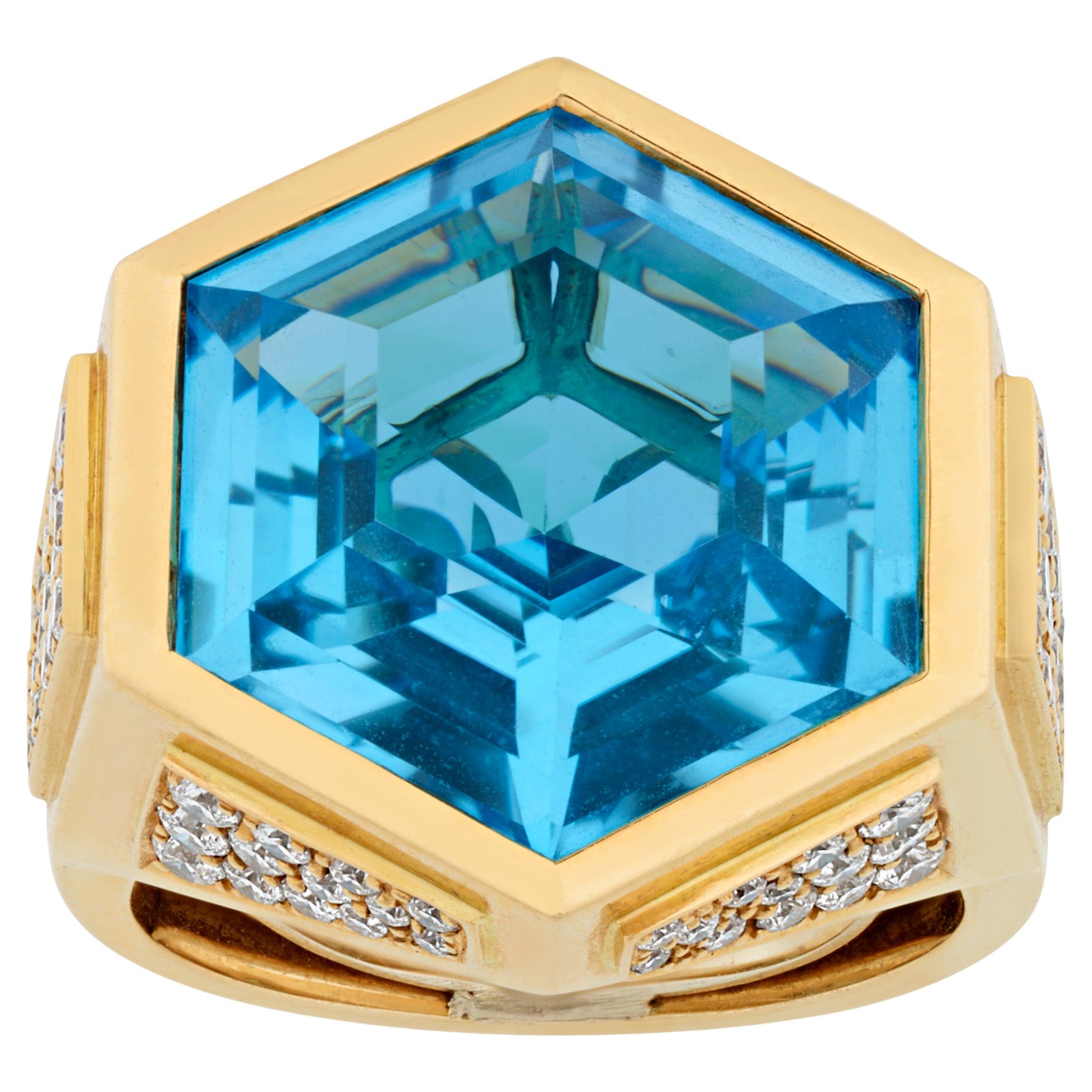 Marina B Bague Topaze Bleue, 17.00 Carats
