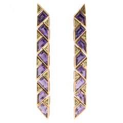 Marina B 'Bulgari' 18k Gold Amethist and Peridot Dangle Earrings Pyramide