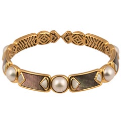 Marina B 'Bulgari' 18 Karat Gold and Mabé Pearl Choker Necklace Médiéval