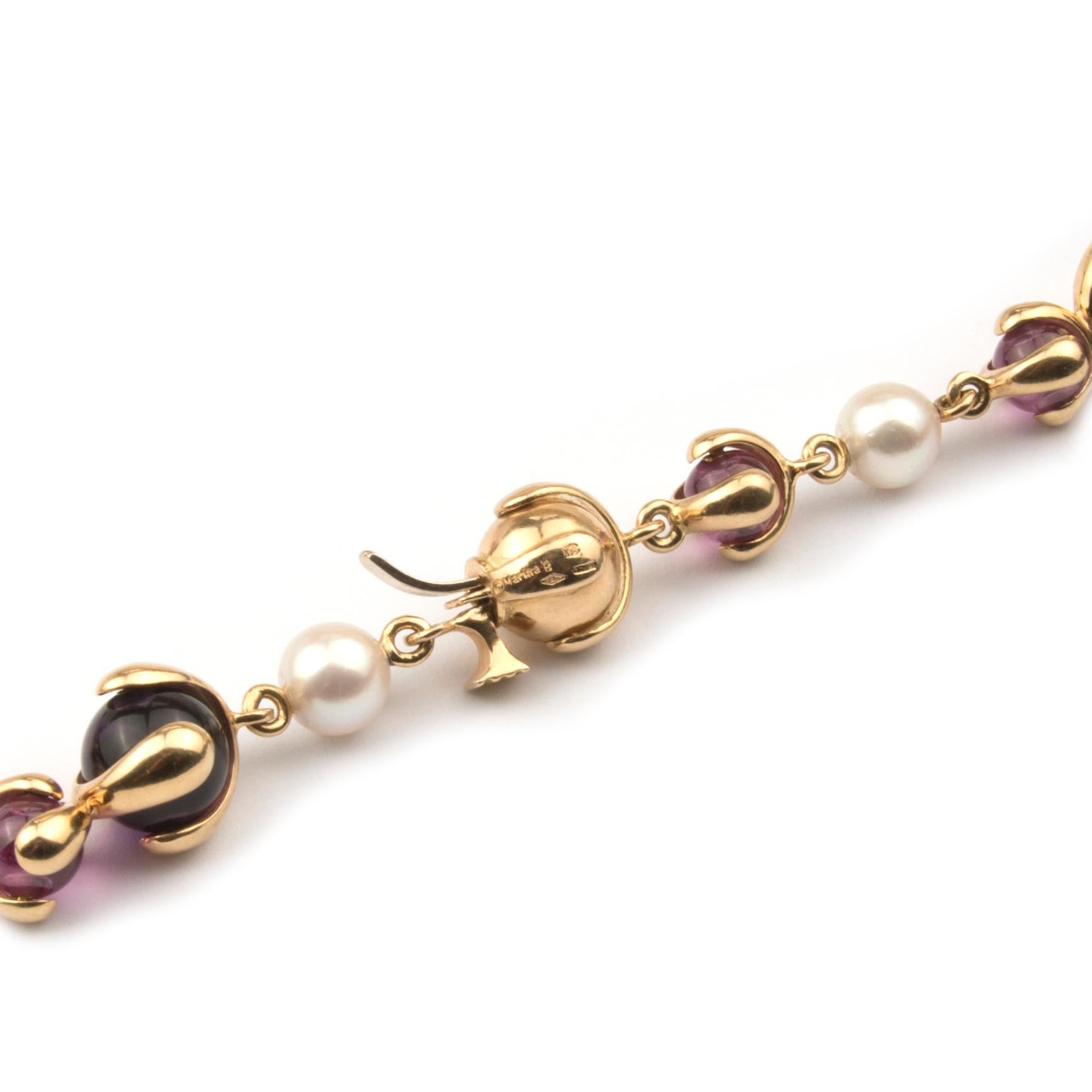 Marina B ‘Bulgari’ Amethyst and Cultured Pearl Sautoir Necklace 'Cardan' For Sale 3