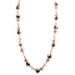 Marina B ‘Bulgari’ Amethyst and Cultured Pearl Sautoir Necklace 'Cardan'