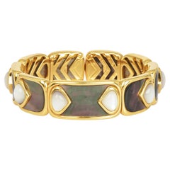 Marina B Bulgari Circa 1980 Mother of Pearl 18K Gold Cuff Bracelet