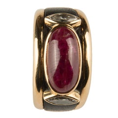 Marina B 'Bulgari' Diamond and Ruby Ring 'Bandeau 2 Navettes'