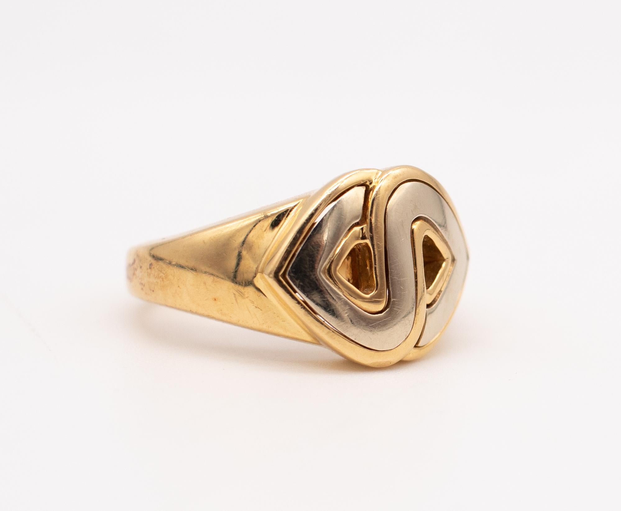 Modernist Marina B. Bvlgari Milan Soraya Cocktail Ring In 18Kt Of Two Tones Gold