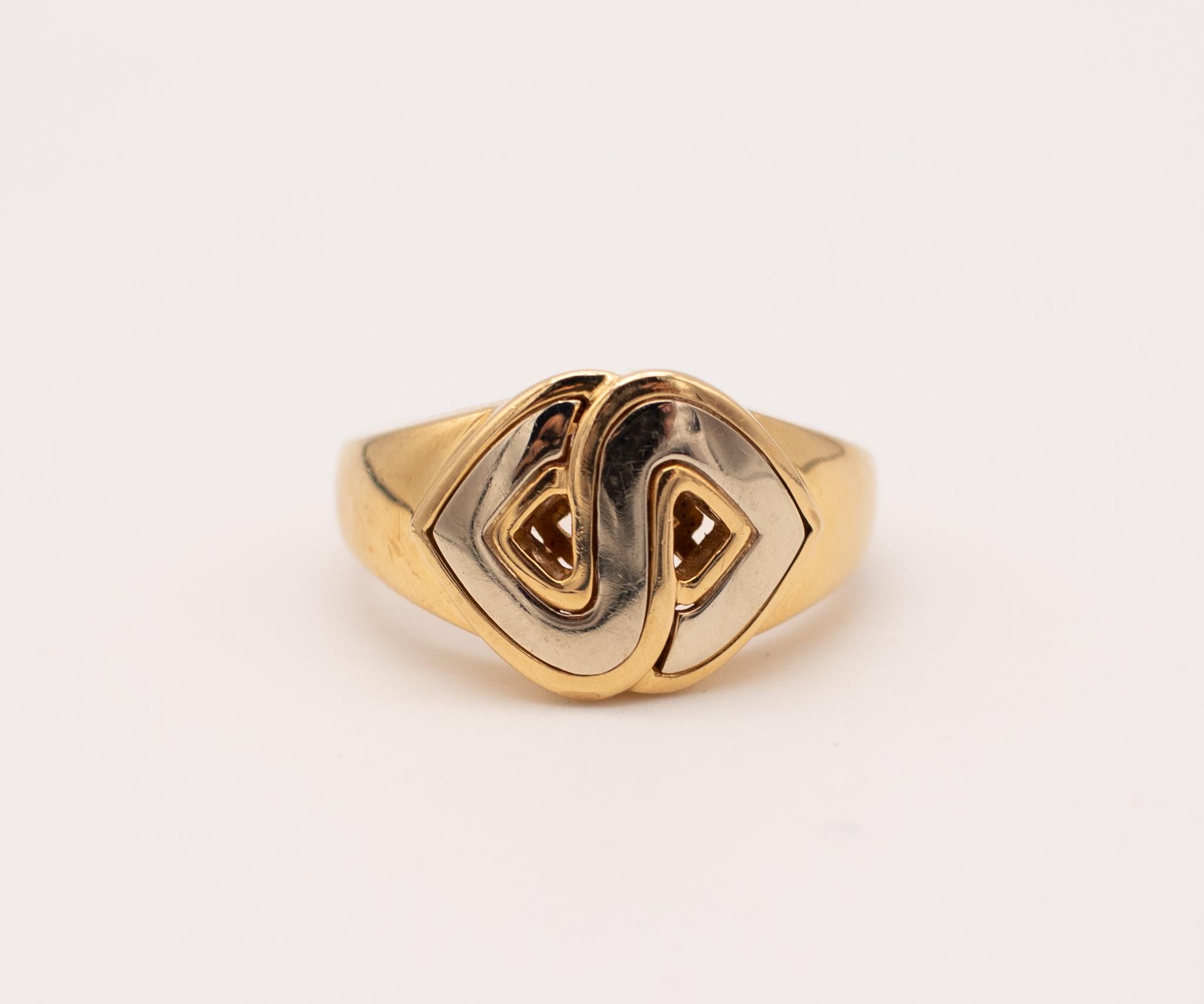 Marina B. Bvlgari Milan Soraya Cocktail Ring In 18Kt Of Two Tones Gold In Excellent Condition In Miami, FL