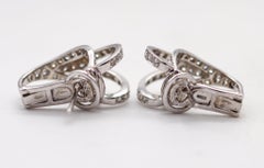 MARINA B. "Bvlgari" Milano Clips On Earrings In 18Kt White Gold With VS Diamonds