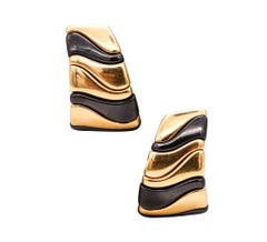 Marina B. Bvlgari Milano Karen 3 Clip Earrings in Solid 18Kt Yellow Gold & Black
