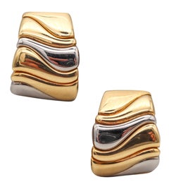 Vintage Marina B. Bvlgari Milano Karen Clips On Earrings In Two Tones And 18Kt Gold