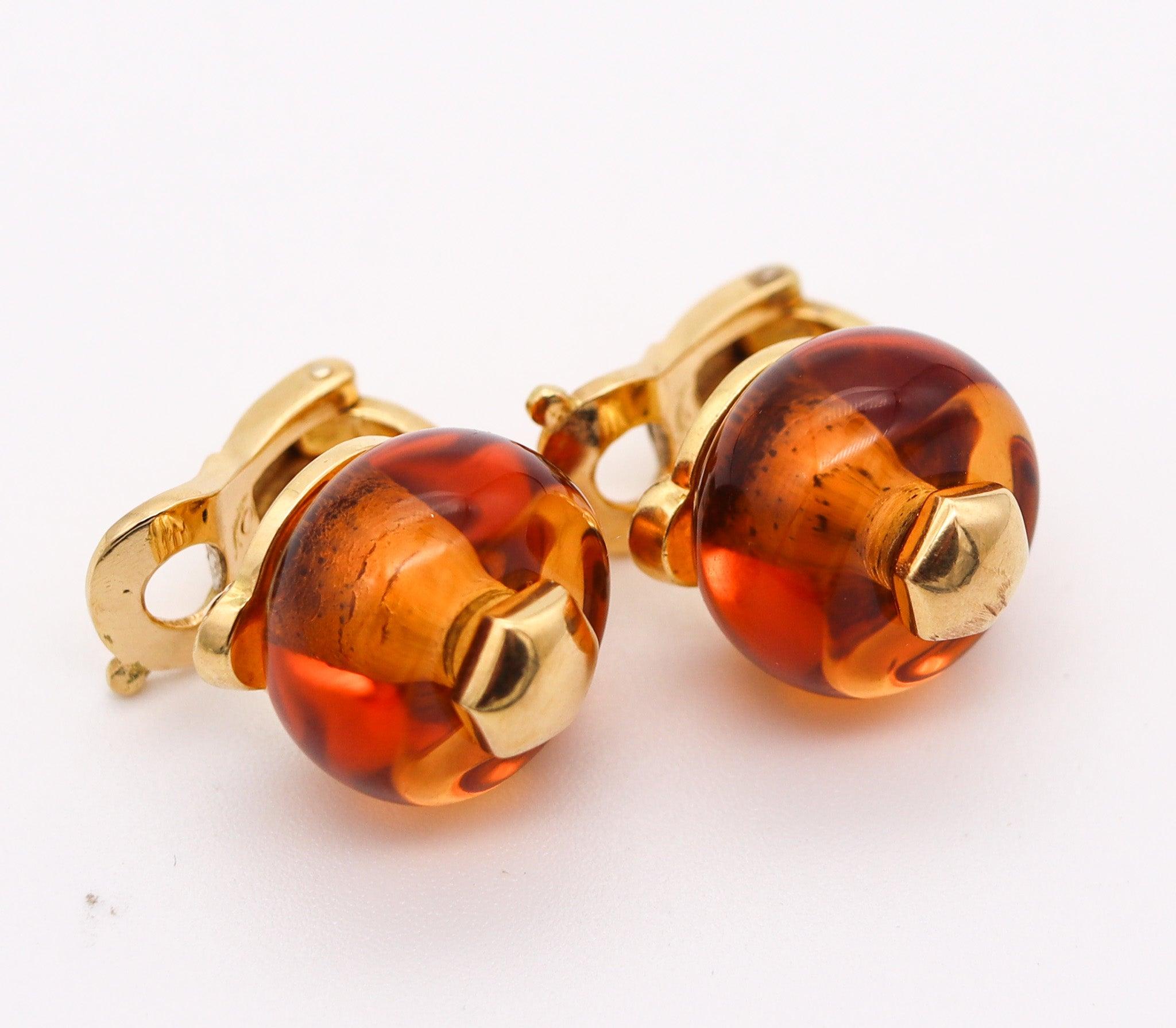 MARINA B. Bvlgari Milano Paar Kardan Clips-On Ohrringe in 18Kt Gelbgold (Modernistisch) im Angebot