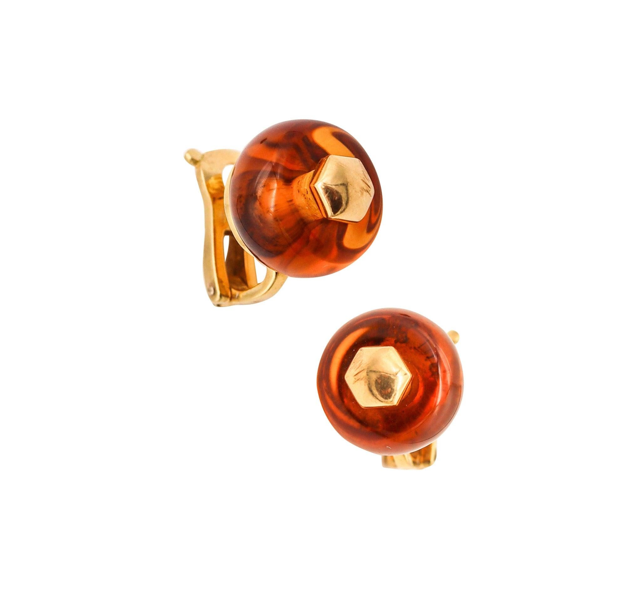 MARINA B. Bvlgari Milano Paar Kardan Clips-On Ohrringe in 18Kt Gelbgold im Angebot 1