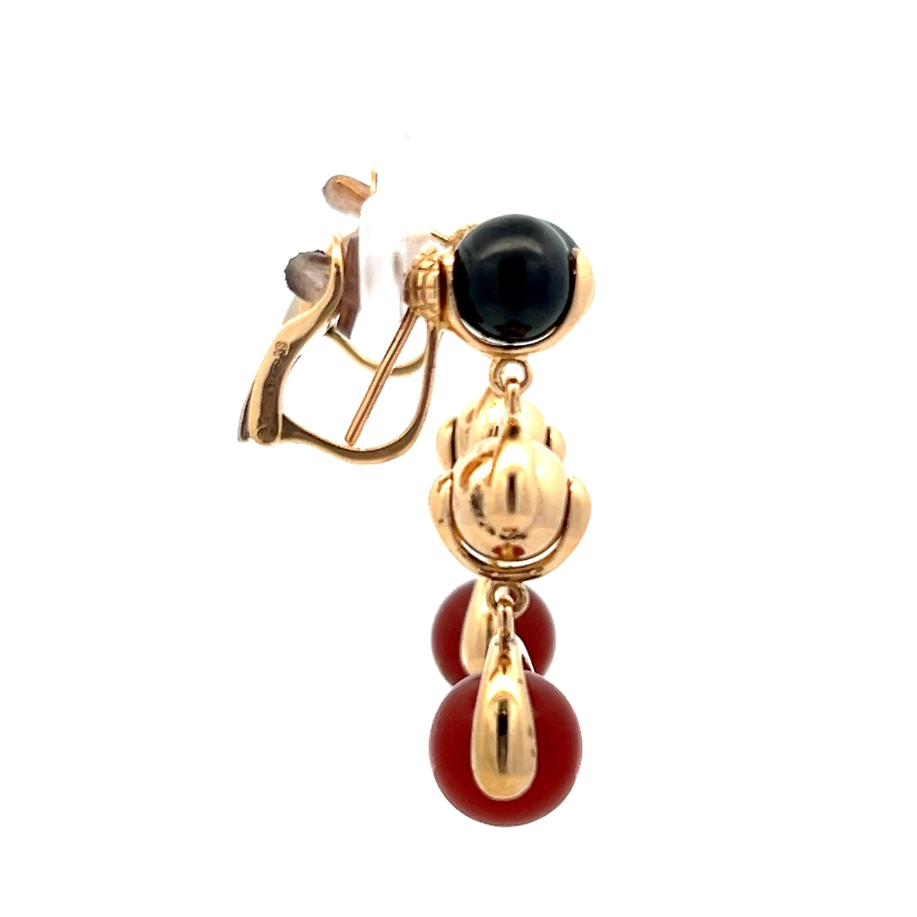 Marina B Cardan Kollektion Karneol Onyx 18k Gelbgold Ohrhänger (Perle)