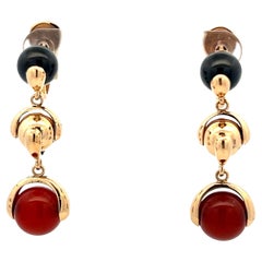 Marina B Cardan Kollektion Karneol Onyx 18k Gelbgold Ohrhänger