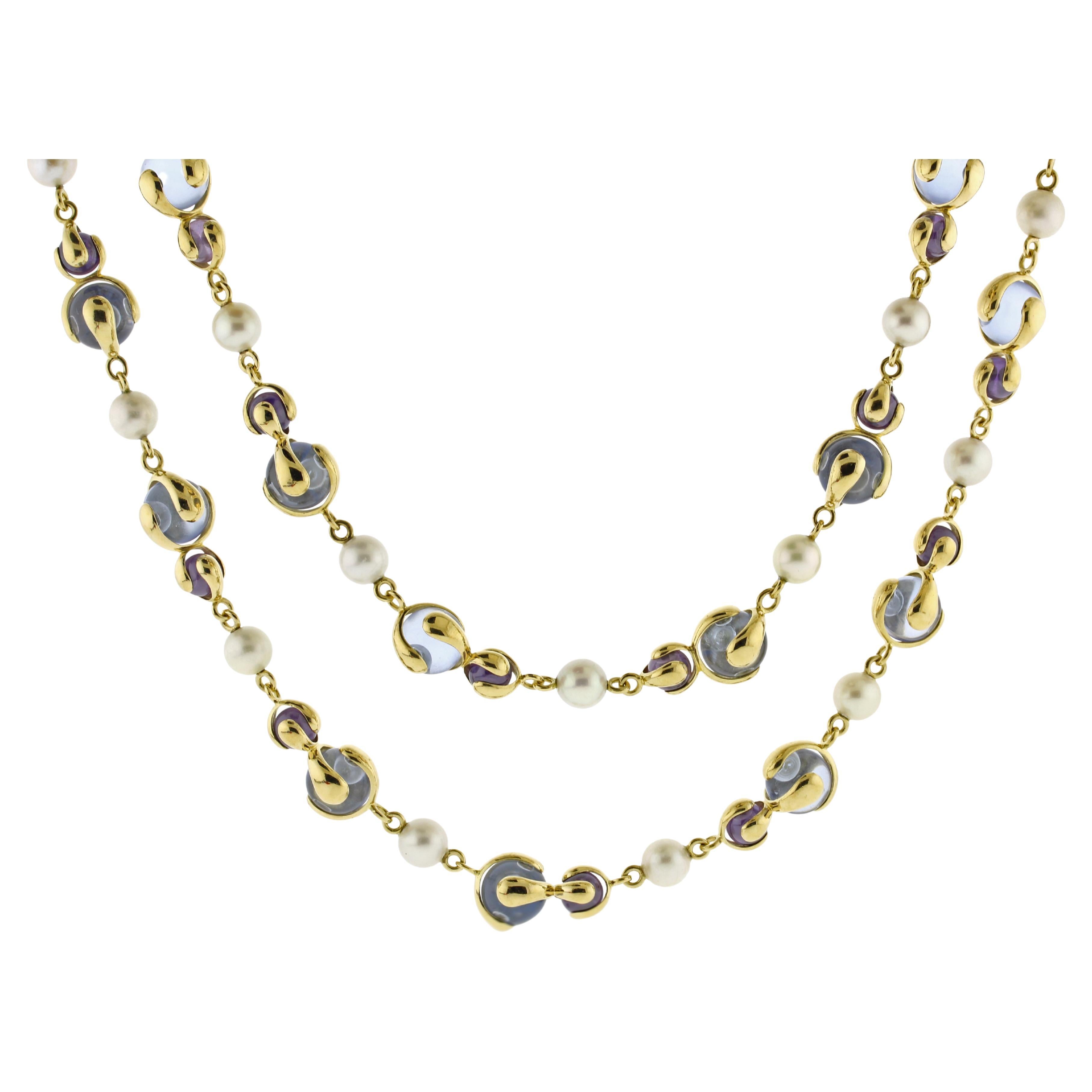 Marina B. 'Cardan' Moonstone, Amethyst and Pearl Necklace