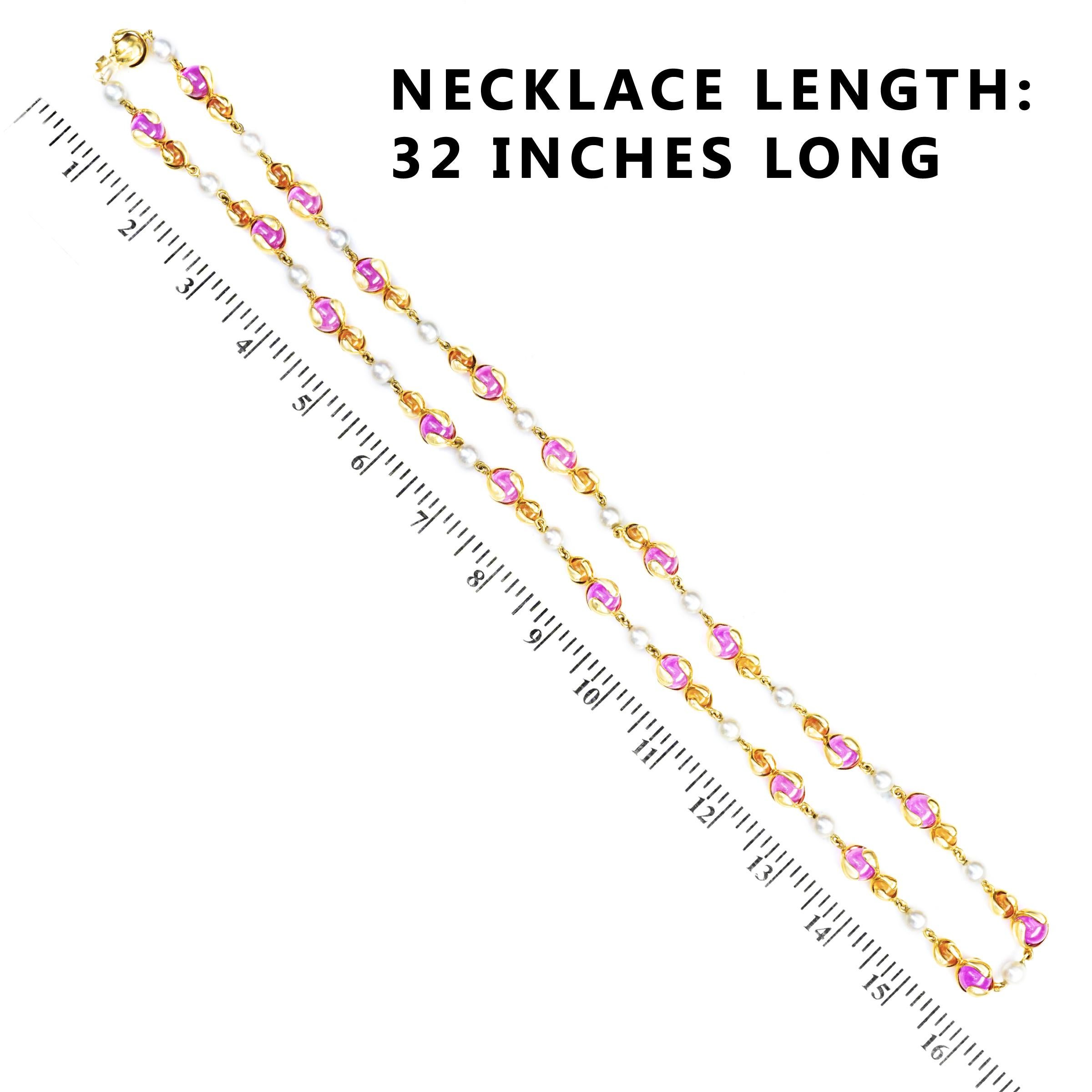 Marina B. “Cardan Perle” Pink Russian Quartz and Pearl Gold Necklace 1