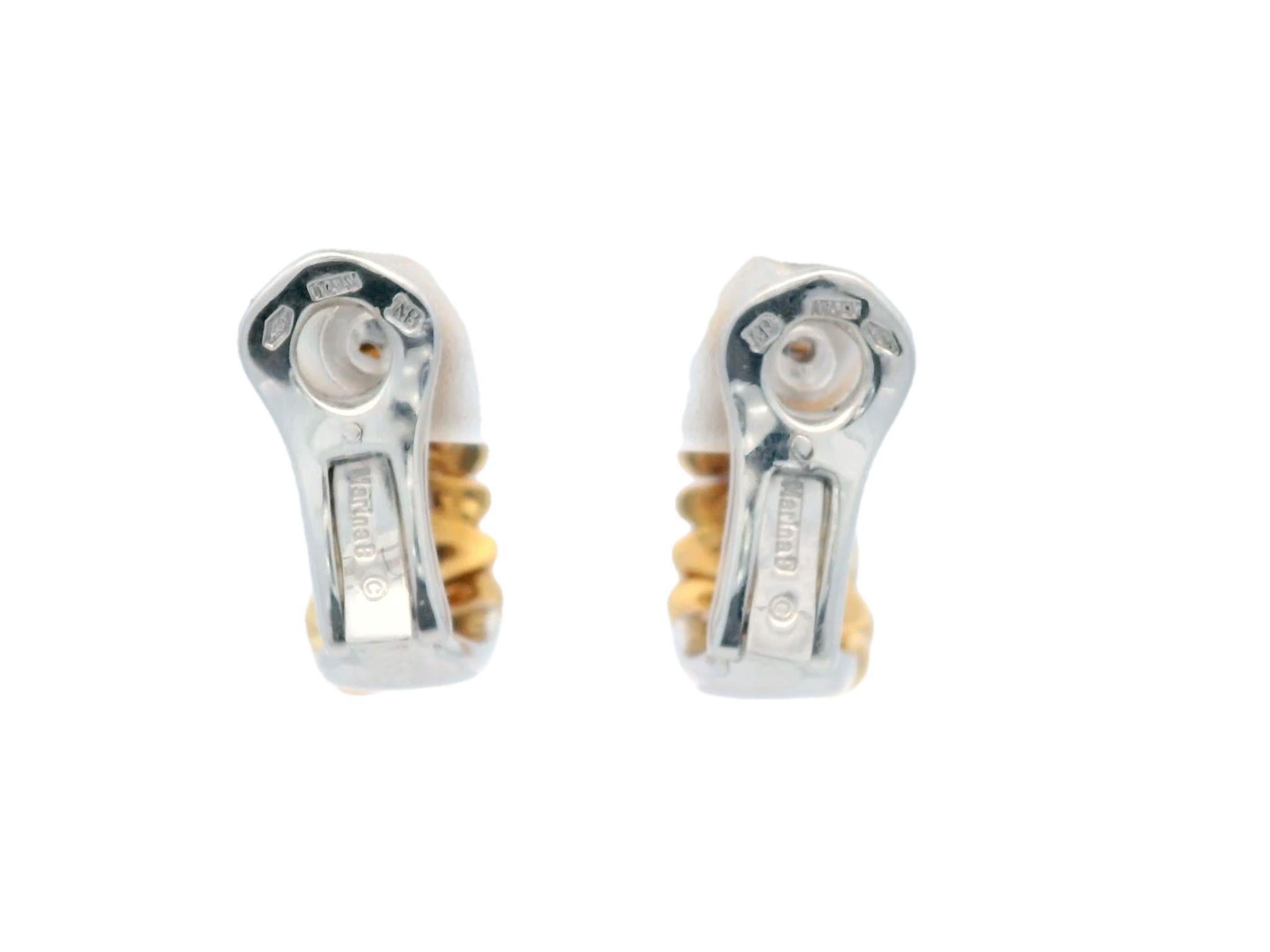 Modern Marina B Chevron Clip on Earrings with Diamonds in 18K Yellow and White Gold
