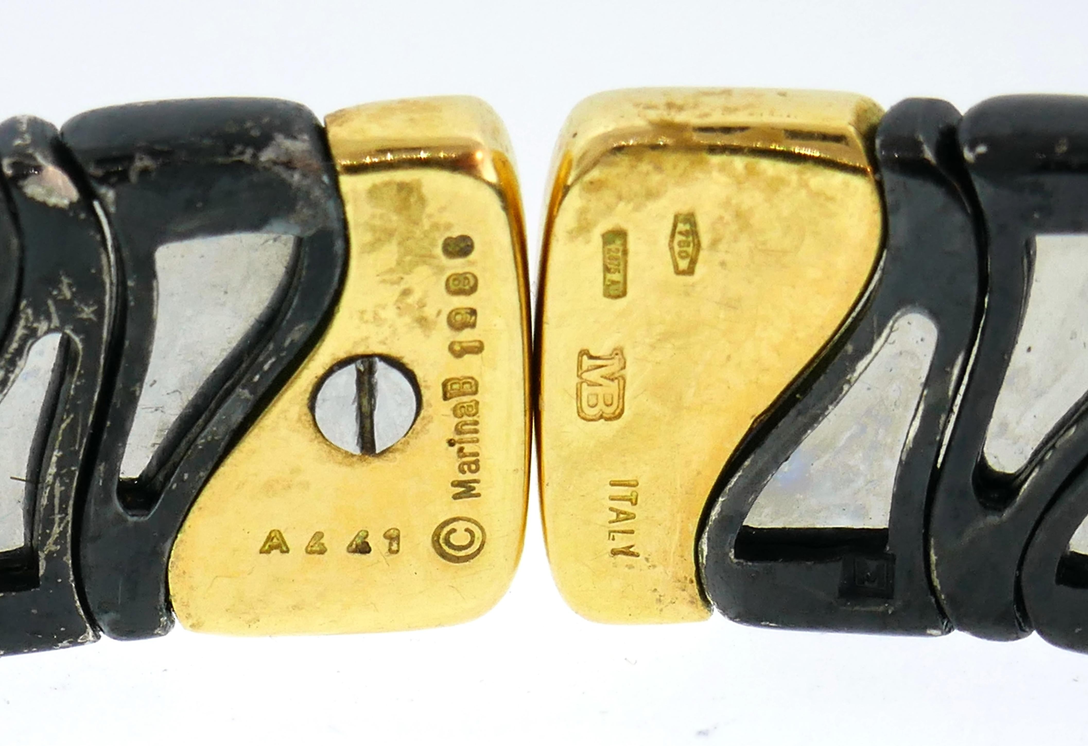 Marina B Choker Necklace Earrings Bracelet Set Diamond Yellow Gold Steel, 1986 4