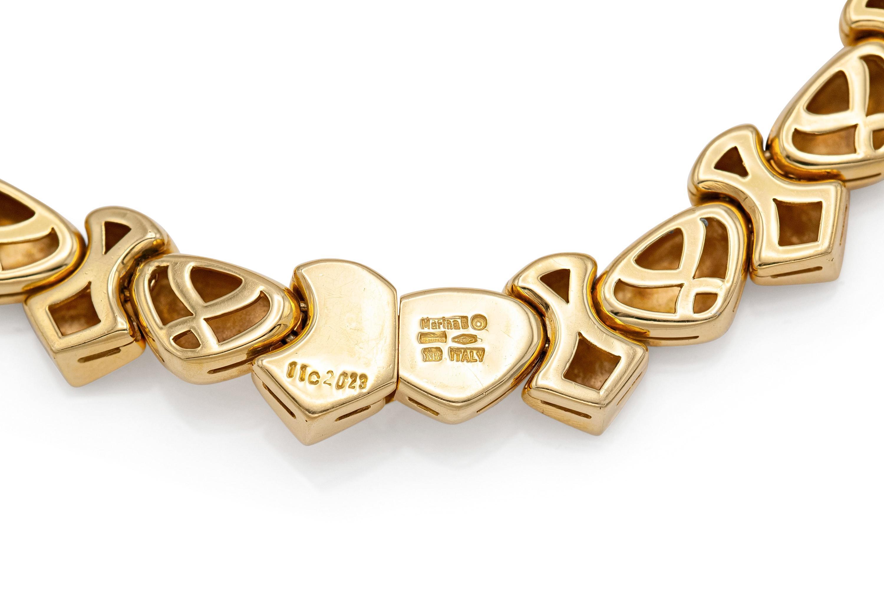 Taille ronde Marina B Ciao Collier de cœurs avec diamants en vente