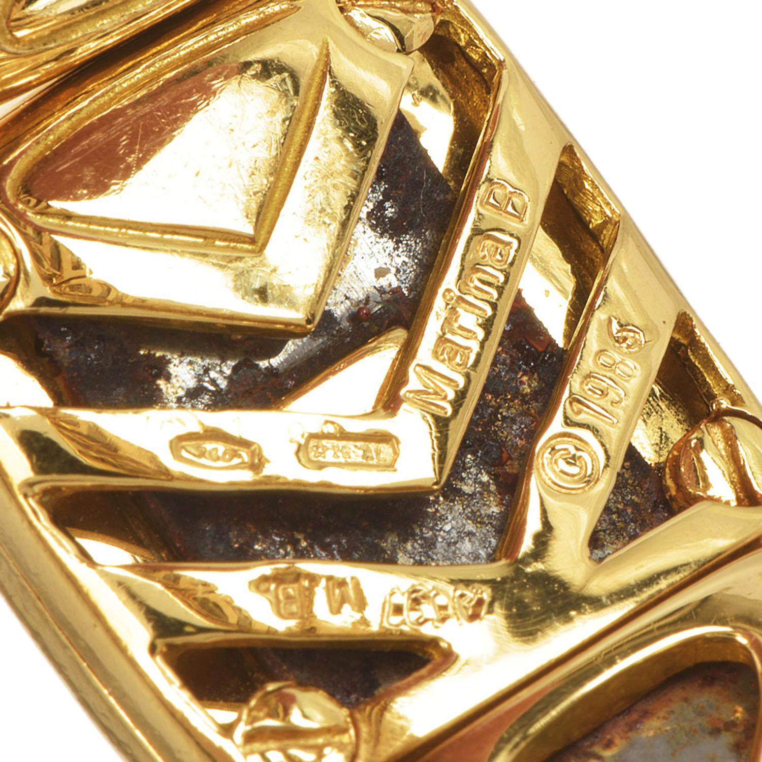 Marina B Circa 1980 Mother of Pearl 18K Gold Cuff Bracelet Dover For Sale 1