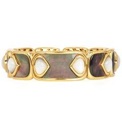 Marina B Circa 1980 Mother of Pearl 18K Gold Cuff Bracelet Dover