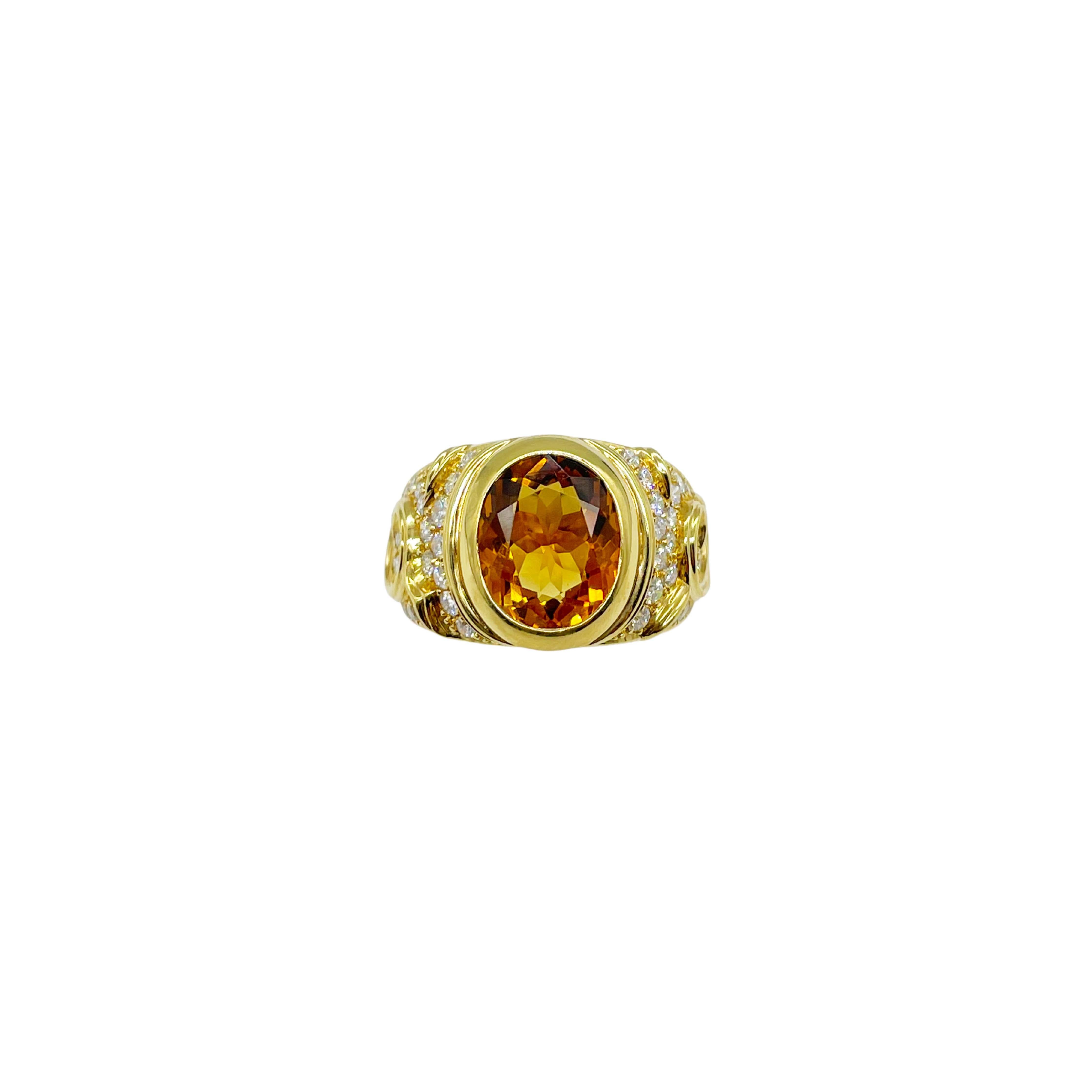 Oval Cut Marina B Citrine and Diamond Ring For Sale