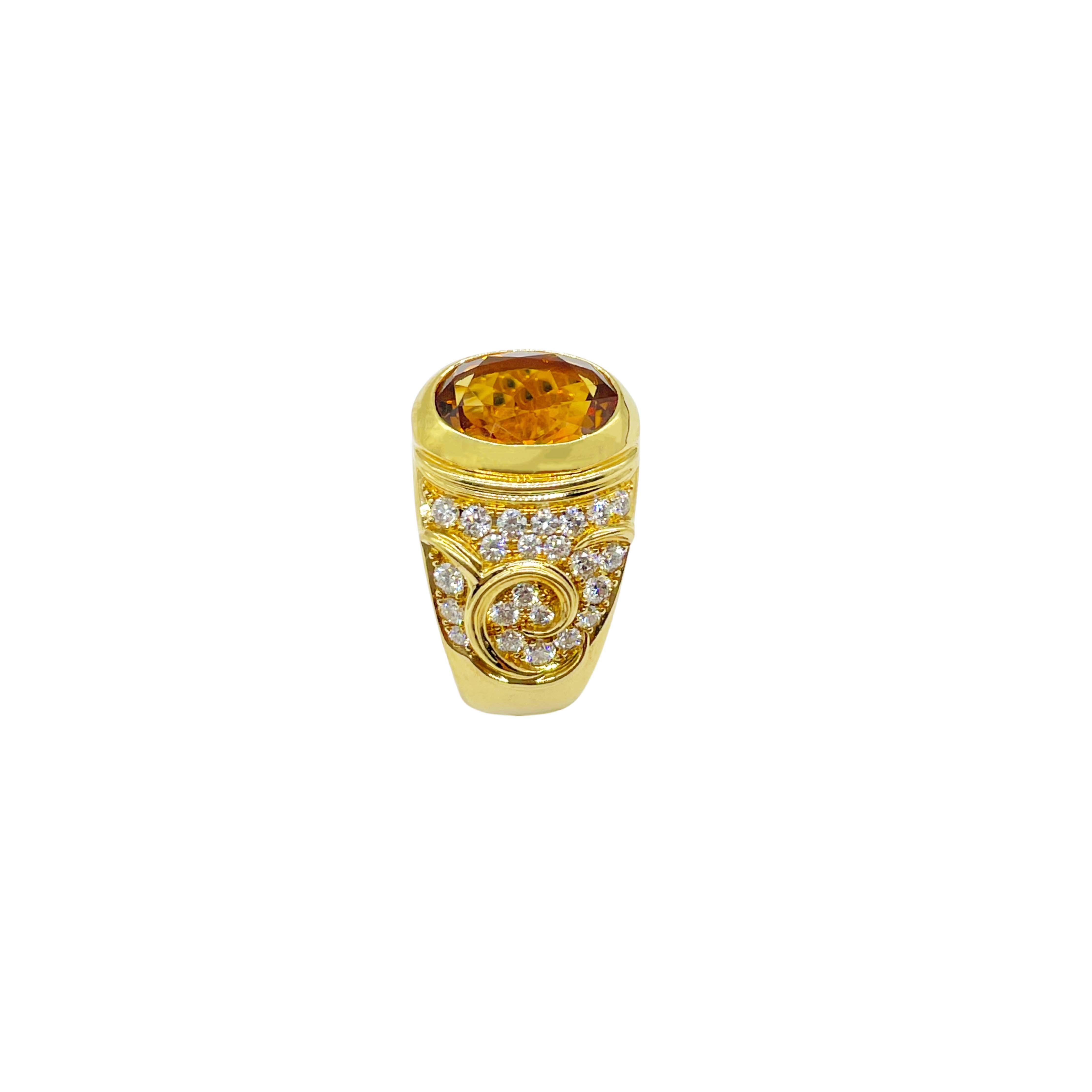 Marina B Citrine and Diamond Ring In Excellent Condition For Sale In New York, NY